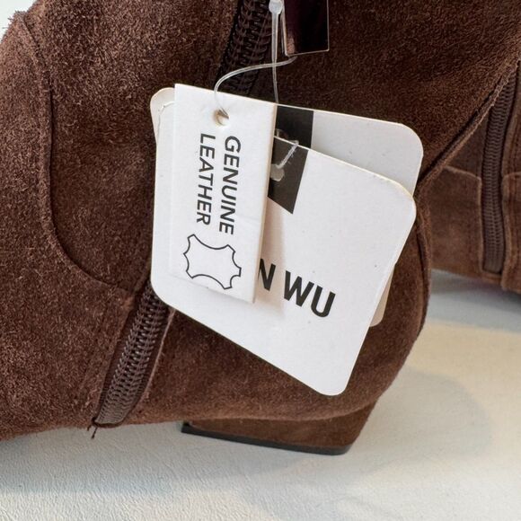 Jason Wu Brown Leather Suede Ankle Boots Block Heel Tapered Toe 8.5 *See Descrip - Picture 6 of 8